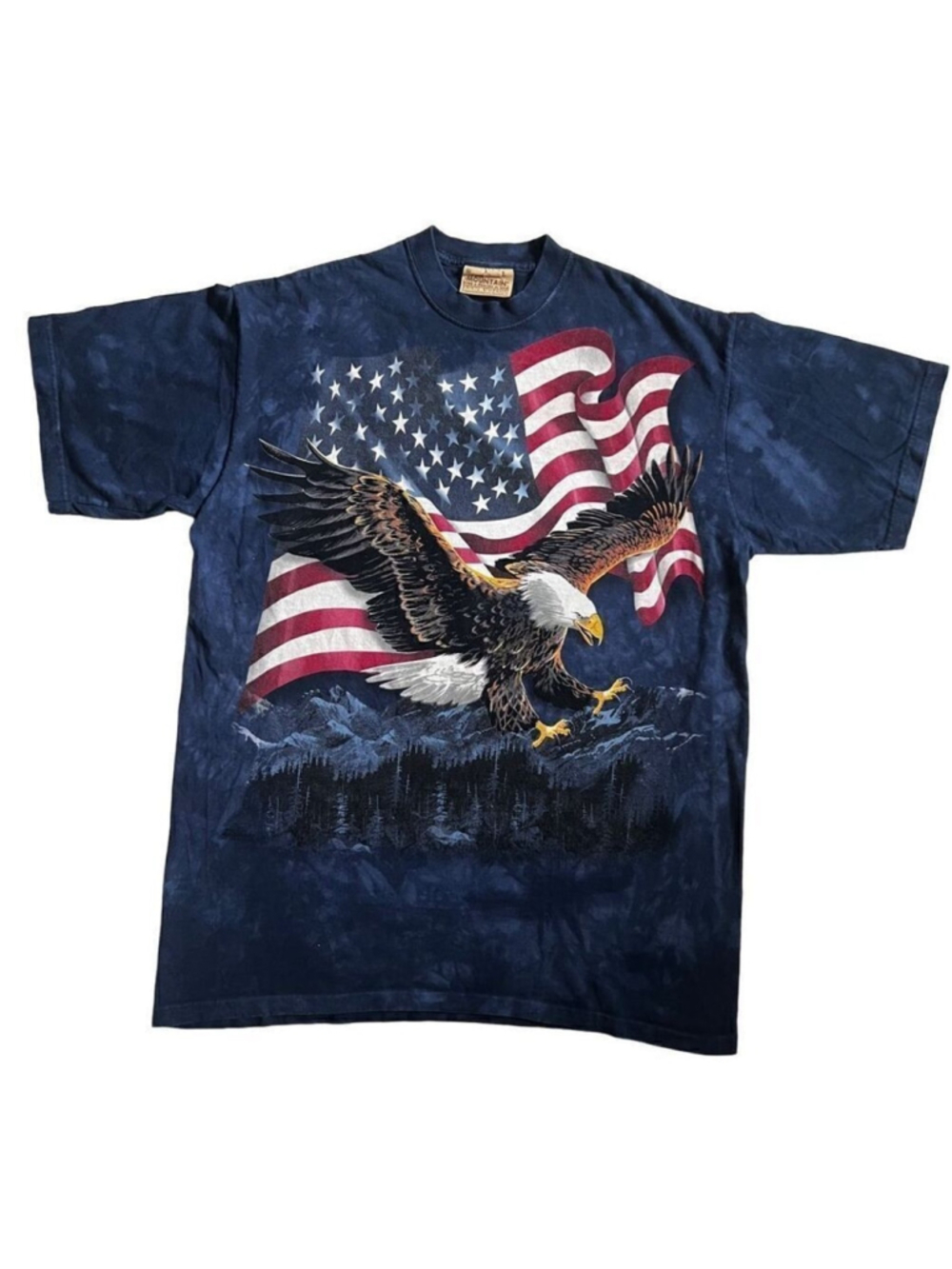American Bald Eagle USA Flag Dyed T-Shirt size L
